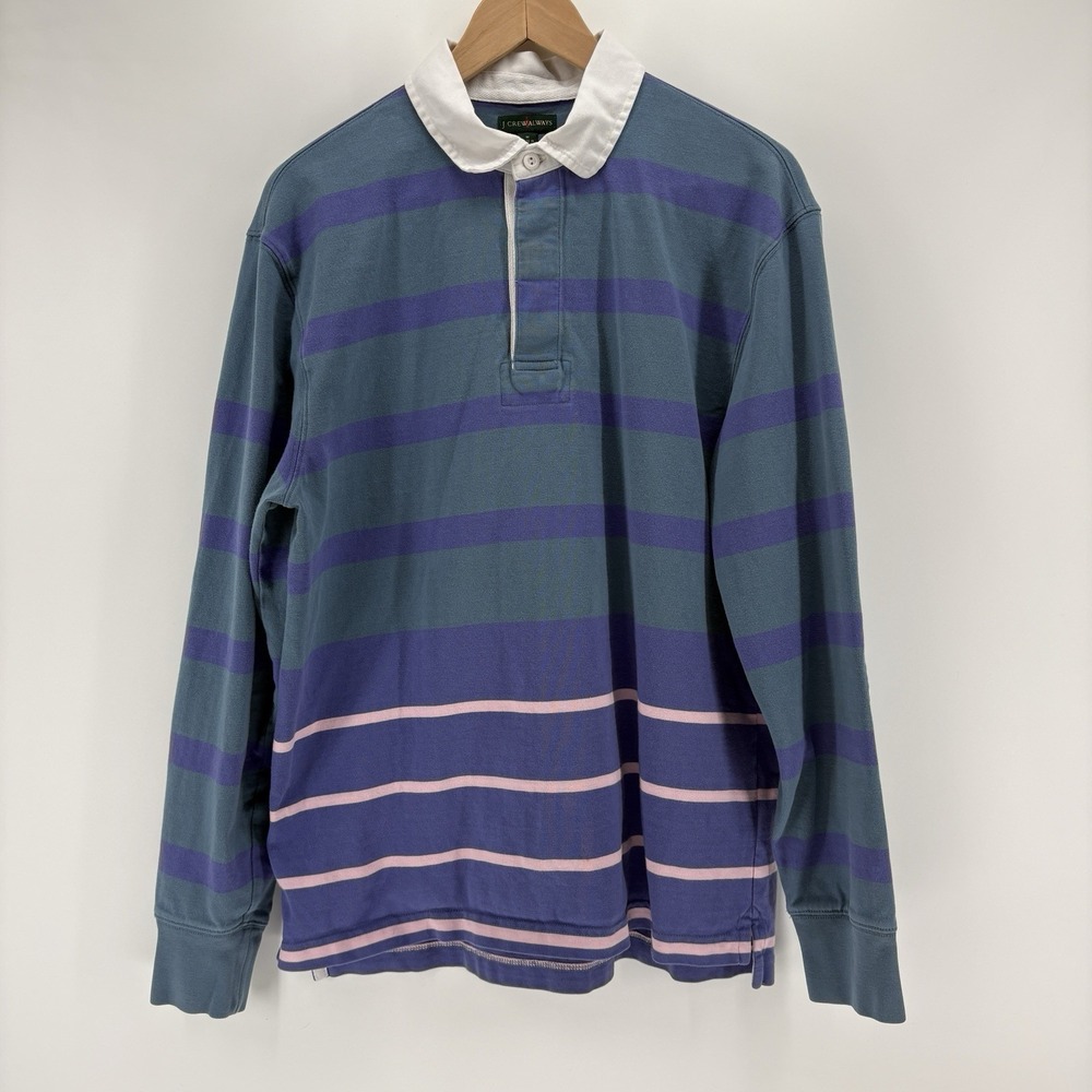 J.Crew Rugby Shirt Mens Medium Striped Vintage Oarsman Long Sleeve Polo